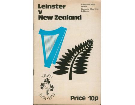 LEINSTER V NEW ZEALAND 1974 RUGBY UNION PROGRAMME