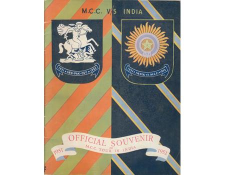 OFFICIAL SOUVENIR OF M.C.C. TOUR IN INDIA 1951-1952