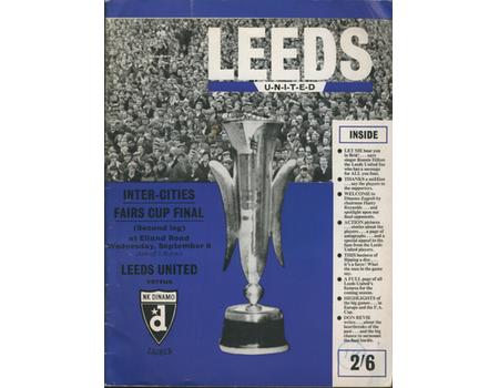 LEEDS UNITED V DYNAMO ZAGREB (FAIRS CUP FINAL 2ND LEG 1967) FOOTBALL BROCHURE