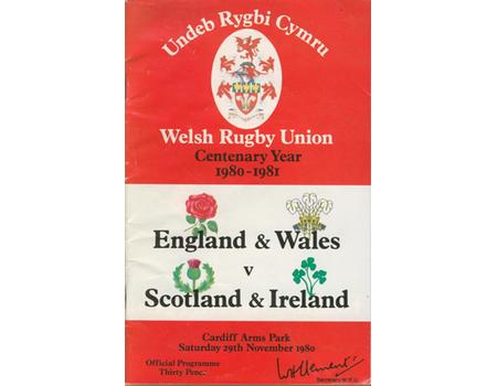 ENGLAND & WALES V SCOTLAND & IRELAND 1980 RUGBY PROGRAMME