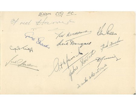 BIRMINGHAM CITY FOOTBALL CLUB AUTOGRAPHS 1947-48