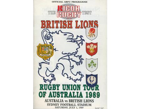 AUSTRALIA V BRITISH LIONS (FIRST TEST) 1989 RUGBY UNION PROGRAMME