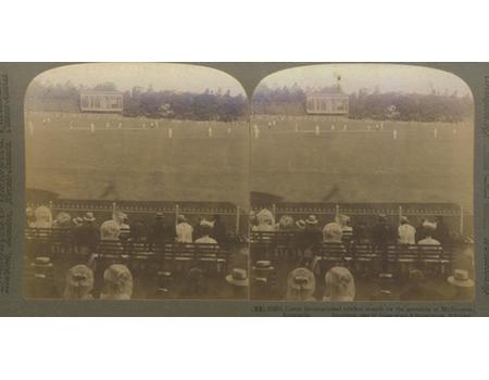 AUSTRALIA V ENGLAND 1907-08 STEREOCARD CRICKET PHOTOGRAPH
