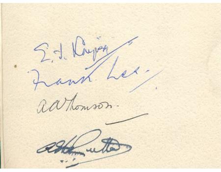 BATH CRICKET CLUB 1960S SIGNED MENU CARD