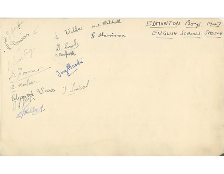 EDMONTON BOYS 1947 AUTOGRAPHS  - ENGLISH SCHOOLS SHIELD