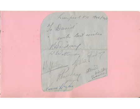 LIVERPOOL FOOTBALL CLUB AUTOGRAPHS 1946-47 (ALBUM PAGE)