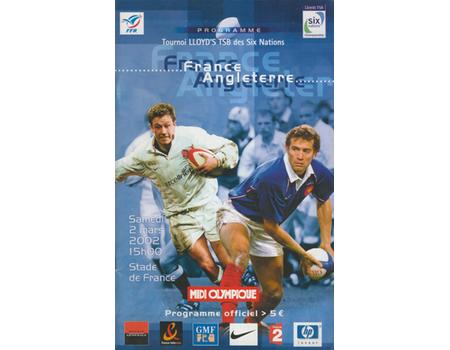 FRANCE V ENGLAND 2002 RUGBY UNION PROGRAMME