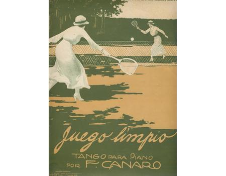 TENNIS COLOURED LITHOGRAPH - "JUEGO LIMPIO" SHEET MUSIC