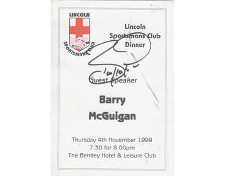 BARRY MCGUIGAN SIGNED MENU 1999