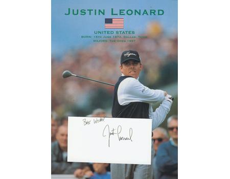 JUSTIN LEONARD (USA) PUBLICITY PHOTO + AUTOGRAPH