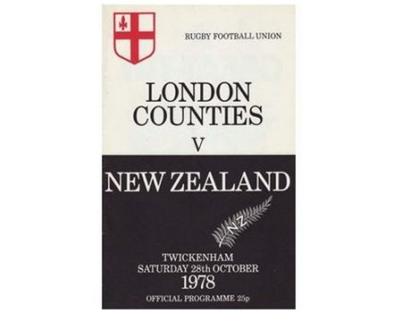 LONDON COUNTIES V NEW ZEALAND 1978 RUGBY PROGRAMME