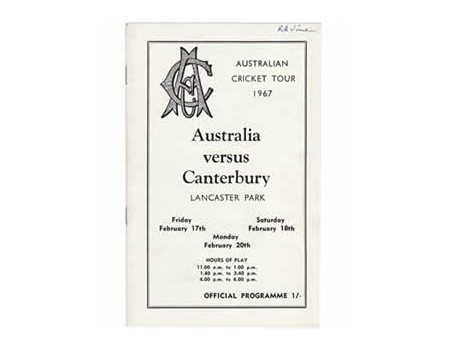 CANTERBURY V AUSTRALIA 1967 (LANCASTER PARK) CRICKET PROGRAMME