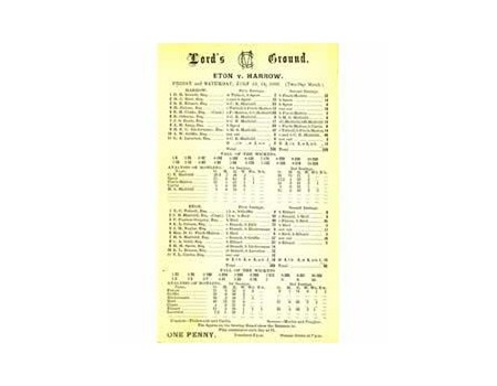 ETON V HARROW 1906 CRICKET SCORECARD