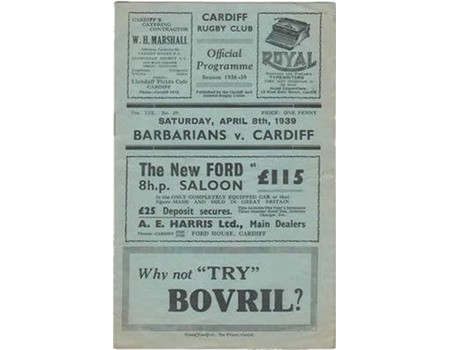 BARBARIANS V CARDIFF 1939