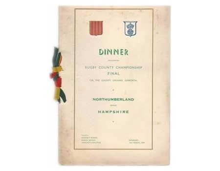 NORTHUMBERLAND V HAMPSHIRE (COUNTY CHAMPIONSHIP FINAL) 1936 RUGBY MENU CARD