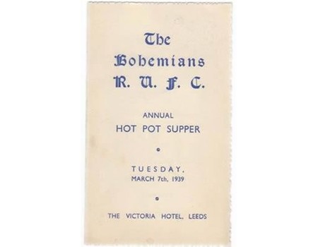 THE BOHEMIANS R.U.F.C. 1939 MENU CARD
