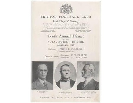 BRISTOL R.F.C. 1939 RUGBY MENU CARD
