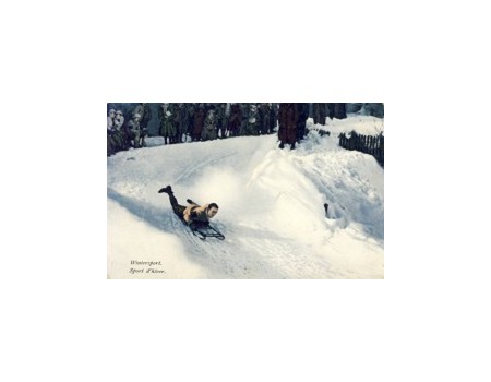 LUGE COMPETITOR IN ACTION (SWITZERLAND) postcard