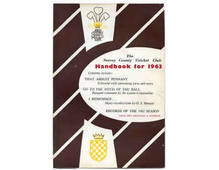 SURREY COUNTY CRICKET CLUB HANDBOOK FOR 1963