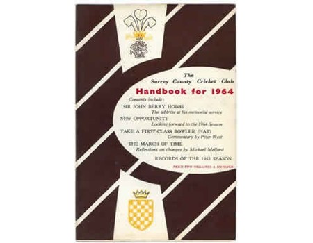SURREY COUNTY CRICKET CLUB HANDBOOK FOR 1964