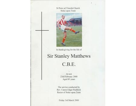 STANLEY MATTHEWS 2000 SERVICE OF THANKSGIVING