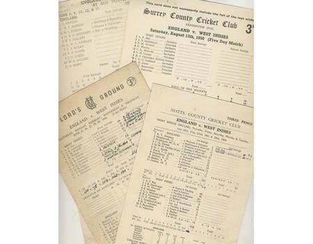 WEST INDIES 1950 CRICKET SCORECARDS - INCLUDING ALL 4 TESTS