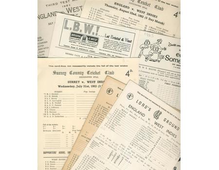 WEST INDIES 1963 CRICKET SCORECARDS (7 IN TOTAL)