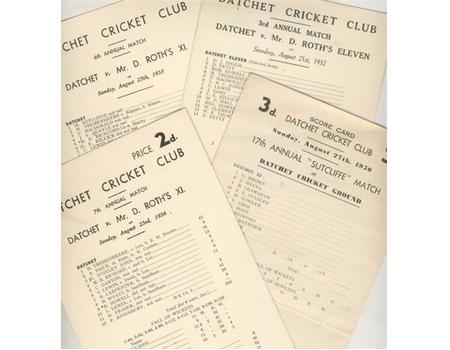 DATCHET CRICKET CLUB SCORECARDS 1932 - 1950 (SUTCLIFFE MATCHES)