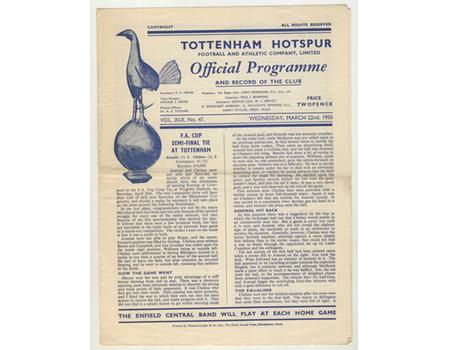 ARSENAL V CHELSEA 1949-50 (FA CUP SEMI-FINAL REPLAY) FOOTBALL PROGRAMME
