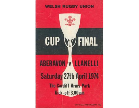 ABERAVON V LLANELLI 1974 (W.R.U. CUP FINAL) RUGBY PROGRAMME