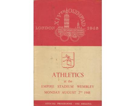 LONDON OLYMPICS 1948 - 2ND AUGUST ATHLETICS PROGRAMME