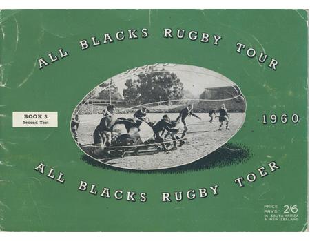 ALL BLACKS RUGBY TOUR 1960 TO SOUTH AFRICA (SECOND TEST) SOUVENIR