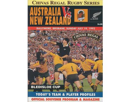 AUSTRALIA V NEW ZEALAND 1992 RUGBY PROGRAMME