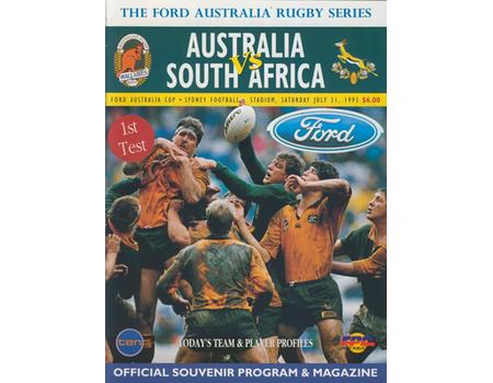 AUSTRALIA V SOUTH AFRICA (1ST TEST) 1993 RUGBY PROGRAMME