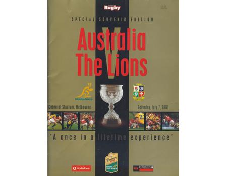 AUSTRALIA V BRITISH LIONS 2001 (2ND TEST) RUGBY PROGRAMME