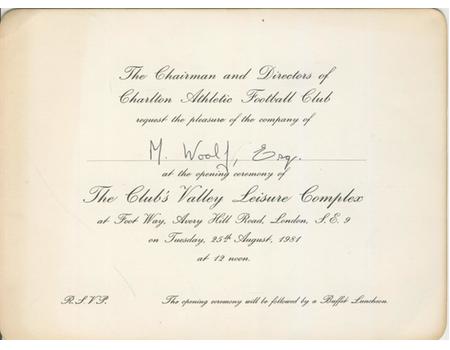 CHARLTON ATHLETIC - OPENING OF THE VALLEY LEISURE COMPLEX 1981