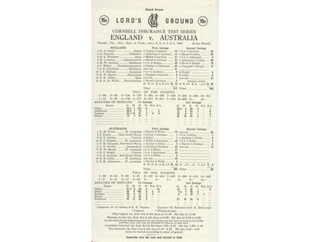 ENGLAND V AUSTRALIA 1981 (LORD