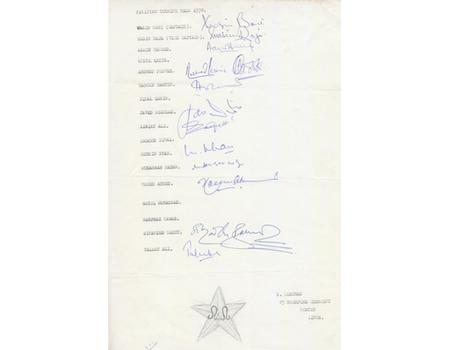 PAKISTAN (CRICKET TOUR TO ENGLAND) 1978 AUTOGRAPH SHEET