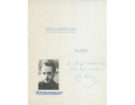 LEGENDS OF YORKSHIRE CRICKET