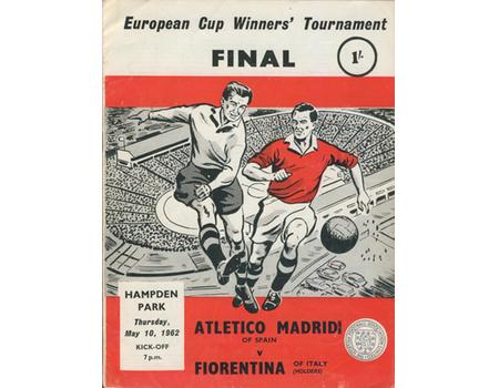 ATLETICO MADRID V FIORENTINA 1962 (ECWC FINAL) FOOTBALL PROGRAMME