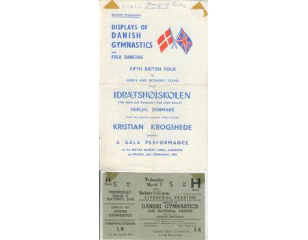 DISPLAY OF DANISH GYMNASTICS AND FOLK DANCING 1954 (ROYAL ALBERT HALL) PROGRAMME
