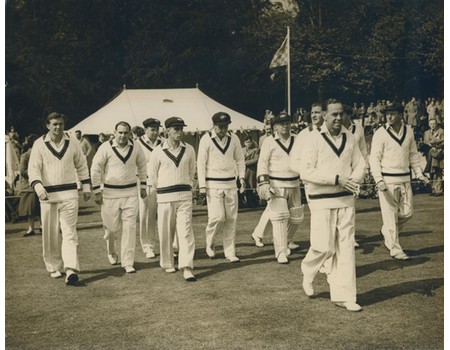 AUSTRALIA TAKING THE FIELD AT ARUNDEL 1956 CRICKET PHOTOGRAPH