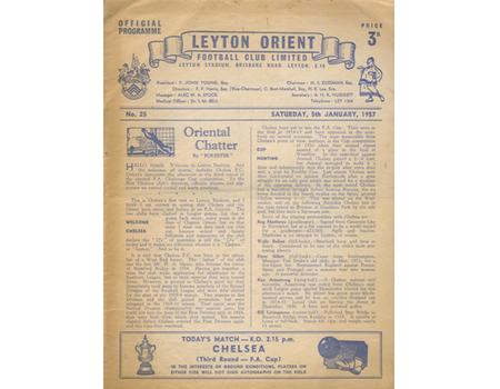 LEYTON ORIENT V CHELSEA 1957 FOOTBALL PROGRAMME