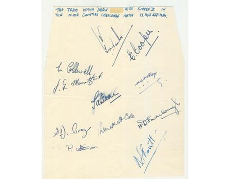 DEVON COUNTY CRICKET CLUB 1954 SIGNED SHEET