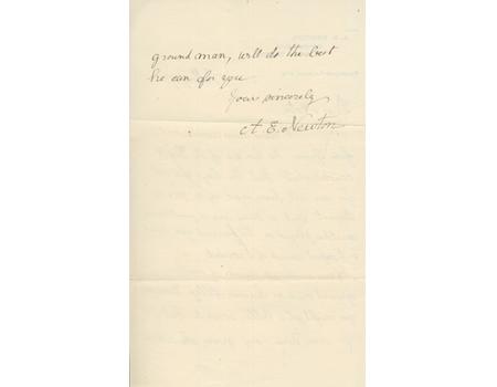 A.E. NEWTON (SOMERSET) 1935 CRICKET LETTER