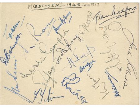 MIDDLESEX 1948-49 CRICKET AUTOGRAPHS
