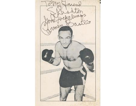 CARMEN BASILIO SIGNED BOXING POSTCARD