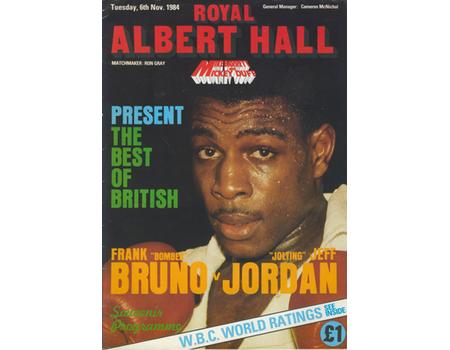 FRANK BRUNO v JEFF JORDAN 1984 BOXING PROGRAMME