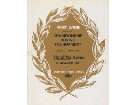 ALAN MINTER V GRATIEN TONNA 1978 BOXING PROGRAMME