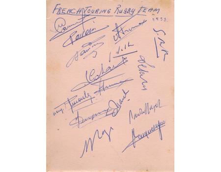 FRANCE TOUR TO SOUTH AFRICA 1958 RUGBY AUTOGRAPHS (FAMOUS FRENCH WIN)